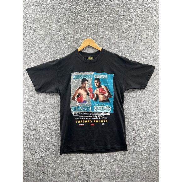 Caesars 1997 Oscar De La Hoya Vs Hector Camacho Men’s Black T-Shirt Size Large